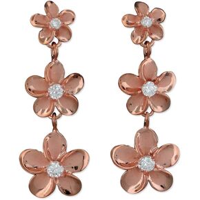 Sterling Silver Three Plumeria Dangle Earrings