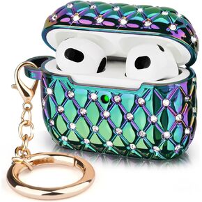 VISOOM Airpods 3rd Generation Case - Airpod 3 Bling Cases Cover with Lanyard Women 2023 Crystal TPU Hard Protective iPod 3 Wireless Charging Case Girl Keychain for Apple Airpod Gen 3