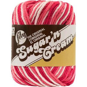 Lily Sugar 'N Cream The Original Yarn, 2oz, Gauge 4 Medium Worsted, 100% Cotton - Pink Ombre - Machine Wash & Dry