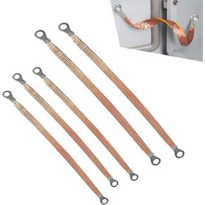 5 Pack Car Engine Grounding Strap, Heavy-Duty Metal Braided Distribution Box Bridge Jumper, Flexible Design, Universal Multipurpose Grounding Strap Accessories for Most Models (Gold)