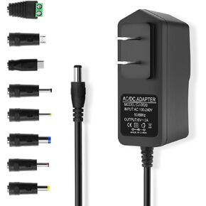 محول إمداد الطاقة 6 فولت 2 أمبير، محول تيار متردد 12 وات 100-240 فولت 50-60 هرتز تيار متردد، قابس حائط تيار متردد إلى تيار مستمر 6 فولت 2 أمبير، محول طاقة 5.5 مم × 2.5 مم، قابس مخرج تيار مستمر و8 نصائح in Kuwait