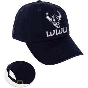 Desert Cactus Western Washington University Baseball Hat Vikings WWU Brimmed Embroirderd Cap Adjustable Cloth Strap Adult (Style A) Blue