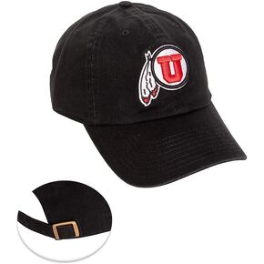 University of Utah Baseball Hat UT Utes Brimmed Embroirderd Hats Cap Adjustable Cloth Strap Adult (Style B) Black