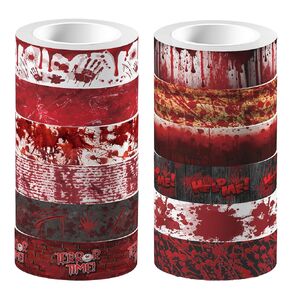 12 Rolls Halloween Washi Tape Bloody Pattern Spooky Bloodstain Skull Masking Tapes for Theme Scrapbook Journal DIY Decorative Craft Gift Wrapping - 12 Style - 16.4Ft