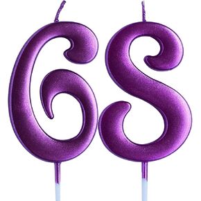 Pink 68th Birthday Candle, Number 68 Years Old Candles Cake Topper, Woman Party Decorations, Supplies