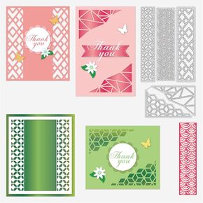 BENECREAT Carbon Steel Grid Border Metal Die Cuts, Geometric Pattern Frame Cutting Dies with Word Thank you for DIY Scrapbooking, Photo Album, Decorative Embossing, Paper Card