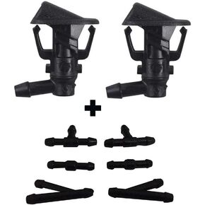 ZHParty 2 Pcs Front Windshield Washer Spray Nozzle with 6 Pcs Connector Kit Fits for Jeep Wrangler JK JKU 13-20 –Replaces OEM # 68164356AB