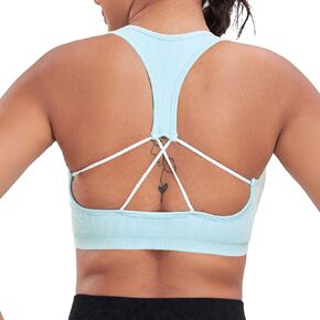 RIOJOY Women's Strappy Sports Bra Criss Cross Back Sexy Long Line Workout Running Yoga Tank Tops Sexy Workout Tops