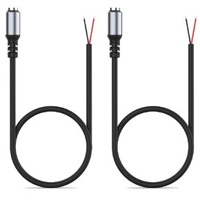 DC Female 5.5mmx2.1mm Power Jack Adapter Plug Pigtail Cable, 1.6FT DC Power Pigtail Female Jack Wire for CCTV Security Camera, DVR, HDVD, LED Strip Light, Low Voltage Application, Pack of 2