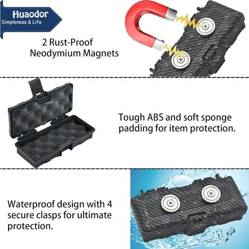 Hide Key Magnetic Key Box Under Car - Huaodor Car Hide a Key Magnetic Waterproof | Key Magnet For Under Car | Magnet Key Holder For Under Car with 2 strong neodymium magnets (Black） in Saudi Arabia