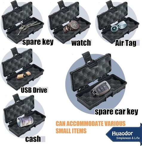 Hide Key Magnetic Key Box Under Car - Huaodor Car Hide a Key Magnetic Waterproof | Key Magnet For Under Car | Magnet Key Holder For Under Car with 2 strong neodymium magnets (Black） in Saudi Arabia