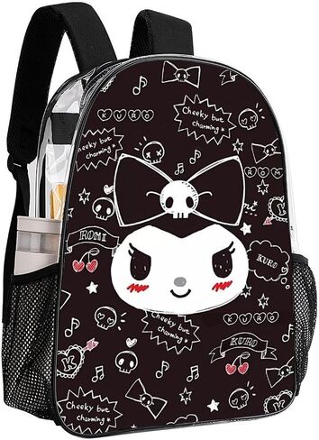 Cute Character Clear Backpack, Clear Backpack, 17 Inch PVC Heavy Duty Bookbag, Large Transparent School Bag, Style D in Saudi Arabia