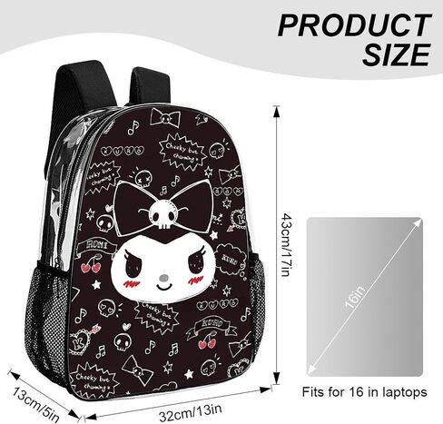 Cute Character Clear Backpack, Clear Backpack, 17 Inch PVC Heavy Duty Bookbag, Large Transparent School Bag, Style D in Saudi Arabia