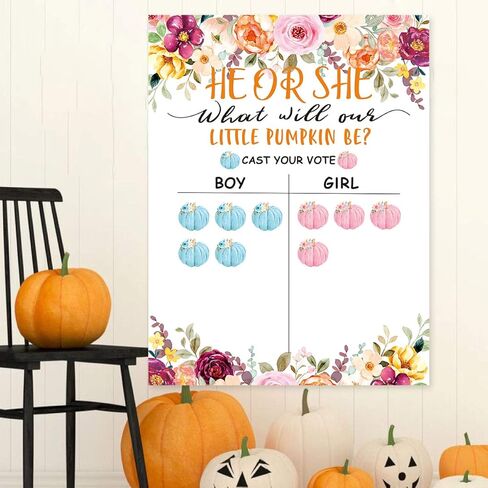 لوحة ملصق تكشف عن جنس اليقطين الصغير، ملصقات تصويت للزينة على شكل يقطين صغير لحفلة استقبال المولود الجديد، هو أو هي، ألقي لعبة تخمين صوتك، قرع صغير على الطريق ديكورات in Kuwait