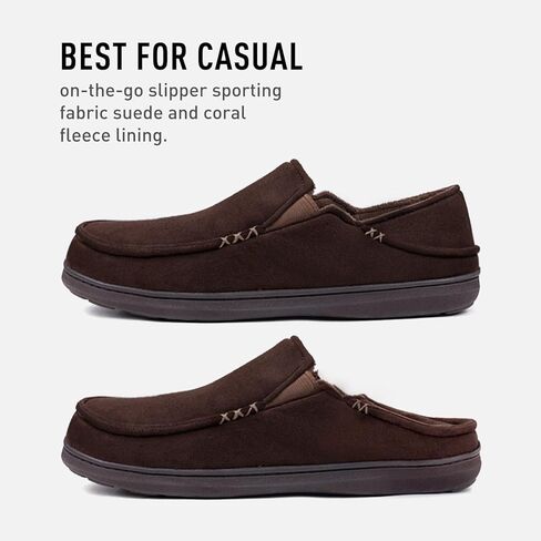 Zizor Men's Comfy Loafer Slippers, Drop Heel Memory Foam House Shoes, Indoor Outdoor Casual Slip On Pantuflas with Rubber Sole in Kuwait