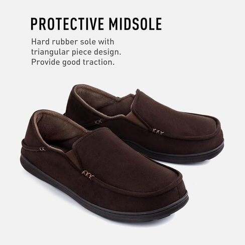 Zizor Men's Comfy Loafer Slippers, Drop Heel Memory Foam House Shoes, Indoor Outdoor Casual Slip On Pantuflas with Rubber Sole in Kuwait