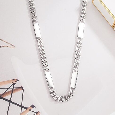 H&Beautimer 925 فضة الصلبة قلادة الرجال 6MM الكوبية سلسلة قلادة حزب مجوهرات 18،20،22،24،26،28،30 '' اليدوية في إيطاليا in Kuwait
