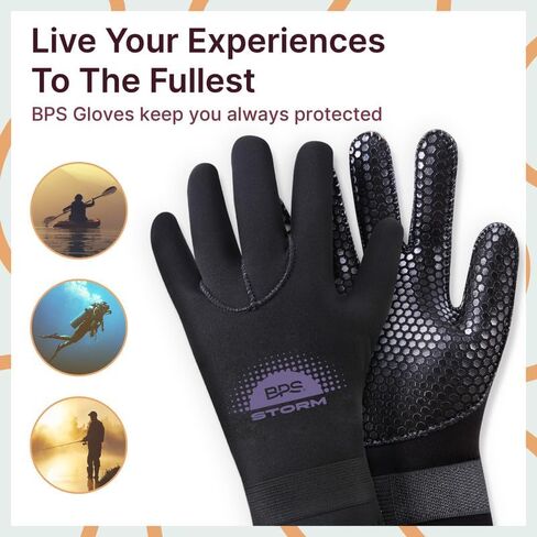 BPS Water Gloves, 3mm & 5mm Neoprene Five Finger Wetsuit Gloves for Diving, Snorkeling, Kayaking, Surfing, Winter, Canoeing, Kayaking and Other Water Sports in Saudi Arabia