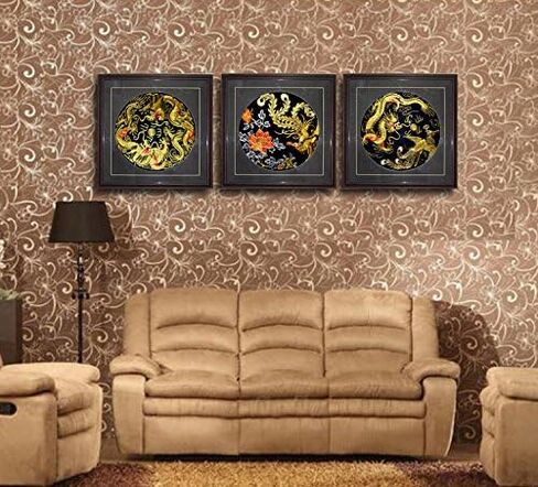Grace Art, Large Asian Silk Embroidery Art Wall Hanging, Dragon & Phoenix in Saudi Arabia