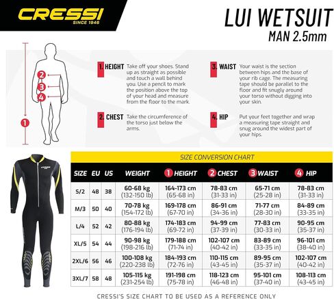 Cressi Men's Front-Zip Full Wetsuit for Water Activities - Bahia 2 mm Man: Designed in Italy by Cressi in Saudi Arabia
