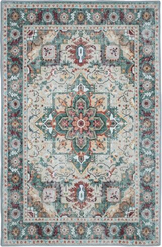 Boho Area Rug - 2'x3' Area Rugs Vintage Design Entry Rug Non-Slip Washable Indoor Door Mat, Washable Low-Pile Floor Carpet for Indoor Front Entrance Kitchen Bathroom in Saudi Arabia