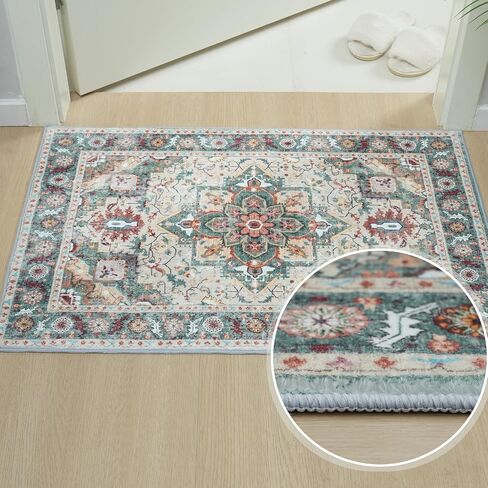 Boho Area Rug - 2'x3' Area Rugs Vintage Design Entry Rug Non-Slip Washable Indoor Door Mat, Washable Low-Pile Floor Carpet for Indoor Front Entrance Kitchen Bathroom in Saudi Arabia