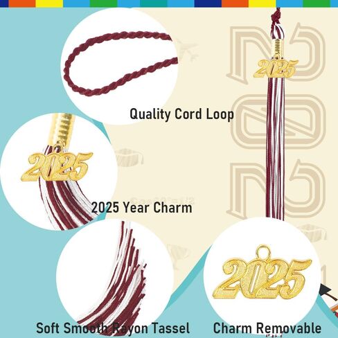 2025 Graduation Tassel, Graduation Cap Tassel, 2025 Tassel Graduation, Black Tassel 2025 with 2025 Year Gold Charms for Graduation Cap Tassel Charms for Graduate Hat Ceremonies Accessories in Saudi Arabia