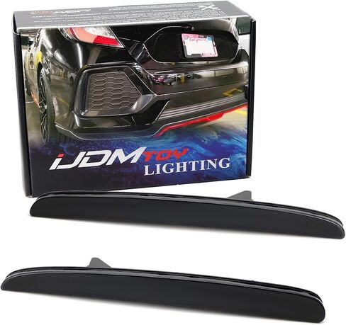 iJDMTOY Smoked Rear Bumper Reflector Lens Replacement Compatible With 2017-21 Honda Civic Hatchback, SI or Type-R Sedan, OE-Spec LH RH Assembly in Saudi Arabia