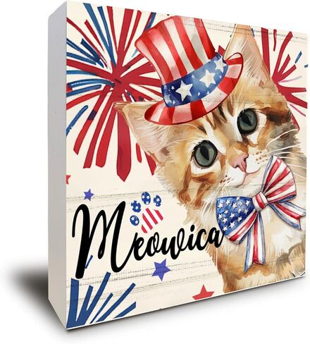 ديكور وطني، ديكورات الرابع من يوليو، شاحنة أمريكا أوه ساي هل يمكنك رؤية كتلة لافتة صندوق خشبي لتزيين سطح المكتب المنزلي 5 × 5 بوصة in Kuwait