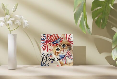 ديكور وطني، ديكورات الرابع من يوليو، شاحنة أمريكا أوه ساي هل يمكنك رؤية كتلة لافتة صندوق خشبي لتزيين سطح المكتب المنزلي 5 × 5 بوصة in Kuwait