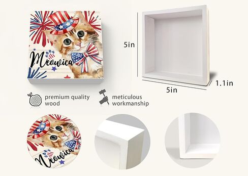 ديكور وطني، ديكورات الرابع من يوليو، شاحنة أمريكا أوه ساي هل يمكنك رؤية كتلة لافتة صندوق خشبي لتزيين سطح المكتب المنزلي 5 × 5 بوصة in Kuwait