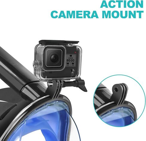 GJNGKSIM Full Face Snorkel Mask, Snorkeling Mask with Detachable Camera Mount, 180 Panoramic Anti-Fog Anti-Leak Diving Mask for Adult and Kids… in Saudi Arabia