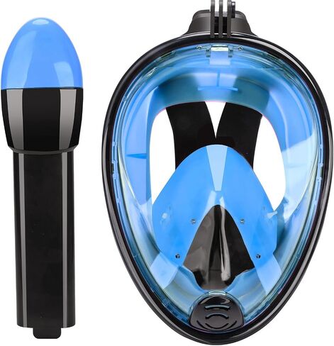 GJNGKSIM Full Face Snorkel Mask, Snorkeling Mask with Detachable Camera Mount, 180 Panoramic Anti-Fog Anti-Leak Diving Mask for Adult and Kids… in Saudi Arabia