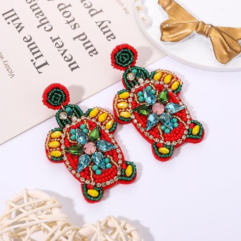 Beaded Earrings for Women, Summer Beach Earrings Statement Drifting Bottle Earrings Crystal Turtle Crab Earrings Ocean Beach Accessory Jewelry Gifts in Saudi Arabia