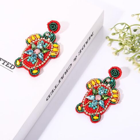 Beaded Earrings for Women, Summer Beach Earrings Statement Drifting Bottle Earrings Crystal Turtle Crab Earrings Ocean Beach Accessory Jewelry Gifts in Saudi Arabia