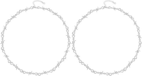 Dcfywl731 2 قطعة قلادة الأسلاك الشائكة نمط الشرير الشوك سلسلة للرجال النساء الهيب هوب شوكة المختنق روك مجوهرات هدية لصبي فتاة in Kuwait