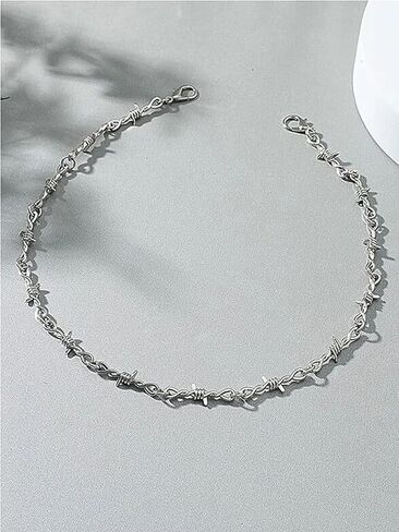 Dcfywl731 2 قطعة قلادة الأسلاك الشائكة نمط الشرير الشوك سلسلة للرجال النساء الهيب هوب شوكة المختنق روك مجوهرات هدية لصبي فتاة in Kuwait