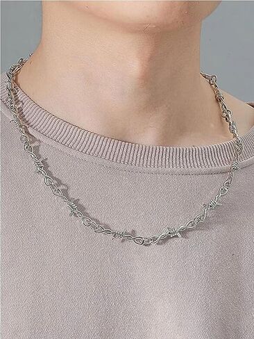 Dcfywl731 2 قطعة قلادة الأسلاك الشائكة نمط الشرير الشوك سلسلة للرجال النساء الهيب هوب شوكة المختنق روك مجوهرات هدية لصبي فتاة in Kuwait