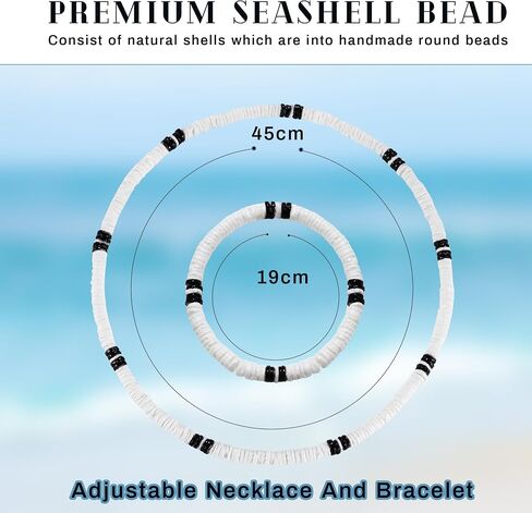 LOYALLOOK Clam Chips Puka Shell Necklace Bracelts SeaShell Surfer Necklace Beachy Beaded Summer Pookah Shells Choker Necklace in Saudi Arabia