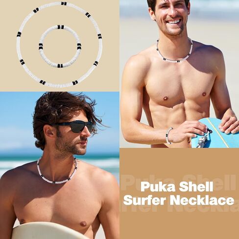 LOYALLOOK Clam Chips Puka Shell Necklace Bracelts SeaShell Surfer Necklace Beachy Beaded Summer Pookah Shells Choker Necklace in Saudi Arabia