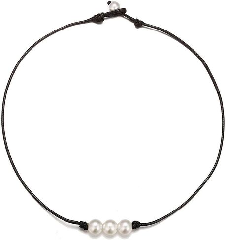 عقد من اللؤلؤ مصنوع يدويًا من الجلد وقلادة من اللؤلؤ بوهو من اللؤلؤ والمجوهرات للنساء in Kuwait