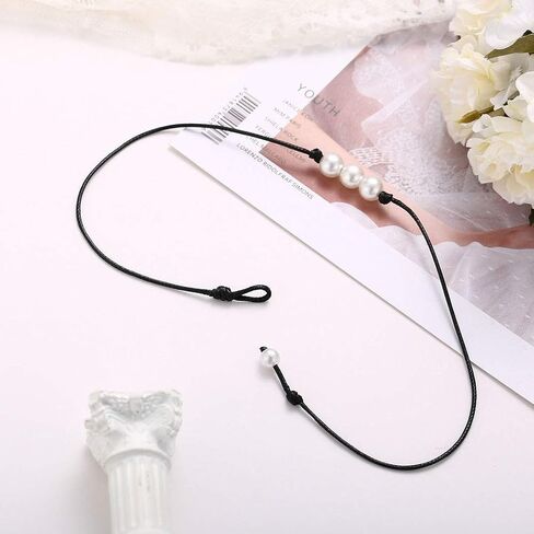 عقد من اللؤلؤ مصنوع يدويًا من الجلد وقلادة من اللؤلؤ بوهو من اللؤلؤ والمجوهرات للنساء in Kuwait