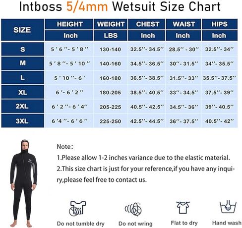 بدلة غطس Intboss Braver للرجال، بدلة غطس من النيوبرين مقاس 5 مم للرجال تحافظ على الدفء في الماء البارد قطعة واحدة بأكمام طويلة للرجال مع غطاء محرك السيارة وسحاب أمامي لكامل الجسم بدلة غوص سكوبا حرارية والتجديف بالكاياك والغطس in Kuwait
