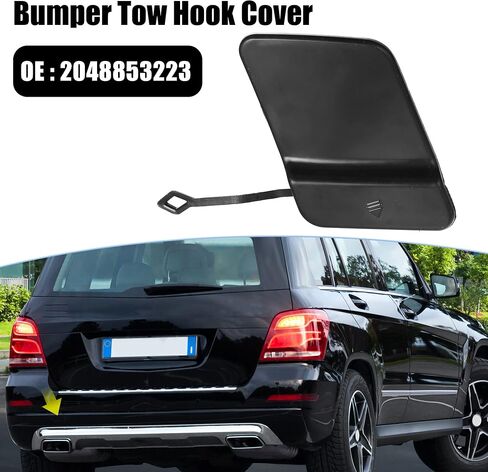 X AUTOHAUX Car Rear Bumper Tow Hook Cover 2048853223 for Mercedes-Benz X204 GLK350 3.5L V6 Gas 2009-2012 Tow Hook Eye Lid Cover Trailer Cap Black in Saudi Arabia