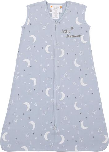 Blue and White Moons All-Over Printed 100% Cotton Wearable Blanket with "Little Dreamer" Embroidery in Saudi Arabia