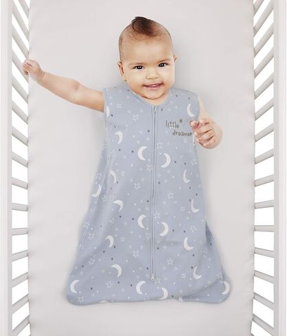 Blue and White Moons All-Over Printed 100% Cotton Wearable Blanket with "Little Dreamer" Embroidery in Saudi Arabia