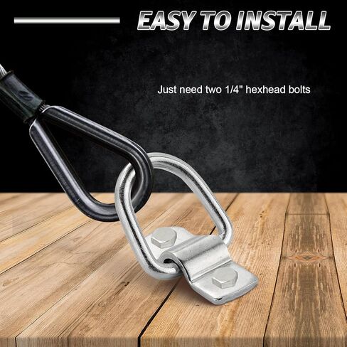 NATGAI 12 حزمة من حلقات الربط على شكل حرف D، حلقة رموش على شكل حرف D مقاس 1/4 بوصة للأحمال على المقطورات والشاحنات RV والتخييم والشاحنات ATV وسيارات الدفع الرباعي والدراجات النارية وما إلى ذلك، سعة 1200 رطل لكل حلقة in Kuwait