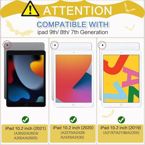 Kids Case for iPad 9th Generation/iPad 8th Generation/iPad 7th Generation, iPad 10.2 inch Case 2021/2020/2019, Heavy Duty Shockproof Rugged Protective 10.2" Cover for Boys Girls (Black) in Saudi Arabia