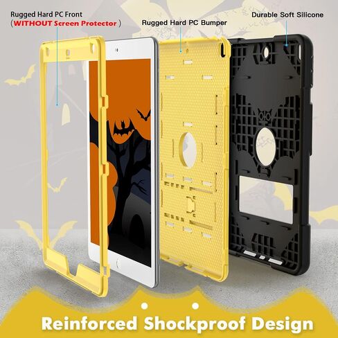 Kids Case for iPad 9th Generation/iPad 8th Generation/iPad 7th Generation, iPad 10.2 inch Case 2021/2020/2019, Heavy Duty Shockproof Rugged Protective 10.2" Cover for Boys Girls (Black) in Saudi Arabia