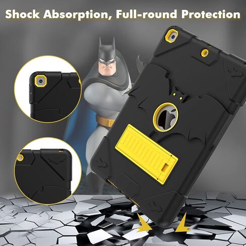 Kids Case for iPad 9th Generation/iPad 8th Generation/iPad 7th Generation, iPad 10.2 inch Case 2021/2020/2019, Heavy Duty Shockproof Rugged Protective 10.2" Cover for Boys Girls (Black) in Saudi Arabia